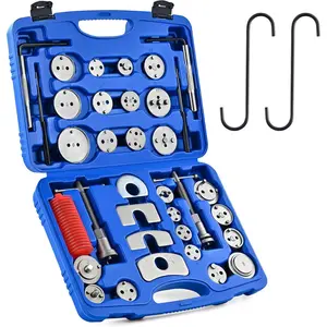 35 Piece Disc Brake Caliper Tool Kit, Heavy Duty Brake Caliper Compression Tool Kit for Brake Pad Replacement, Brake Piston Caliper Compressor Tool with 24 Adapters Fits Most Vehicles
