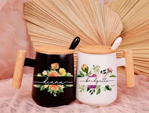 Customized Unisex Coffee Mug With Bamboo Lid & Spoon