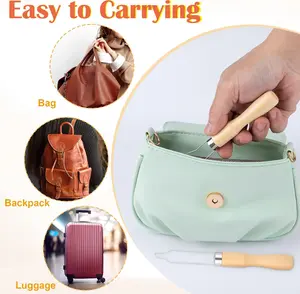 2 Packs Easy Button Hook, Steel Button Helper Tool for Elderly, Wide Wood Handle Buttons Fastener Device Assist Dressing Aid Tool for Seniors One Hand - Small Button and Universal