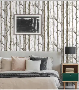 17.7" X 118"Birch Tree Wallpaper White and Brown Peel and Stick Wallpaper for Bedroom Bathroom Contact Paper for Cabinets Wallpaper Removable Self Adhesive Shelf Drawer Liner Wall Decor Vinyl