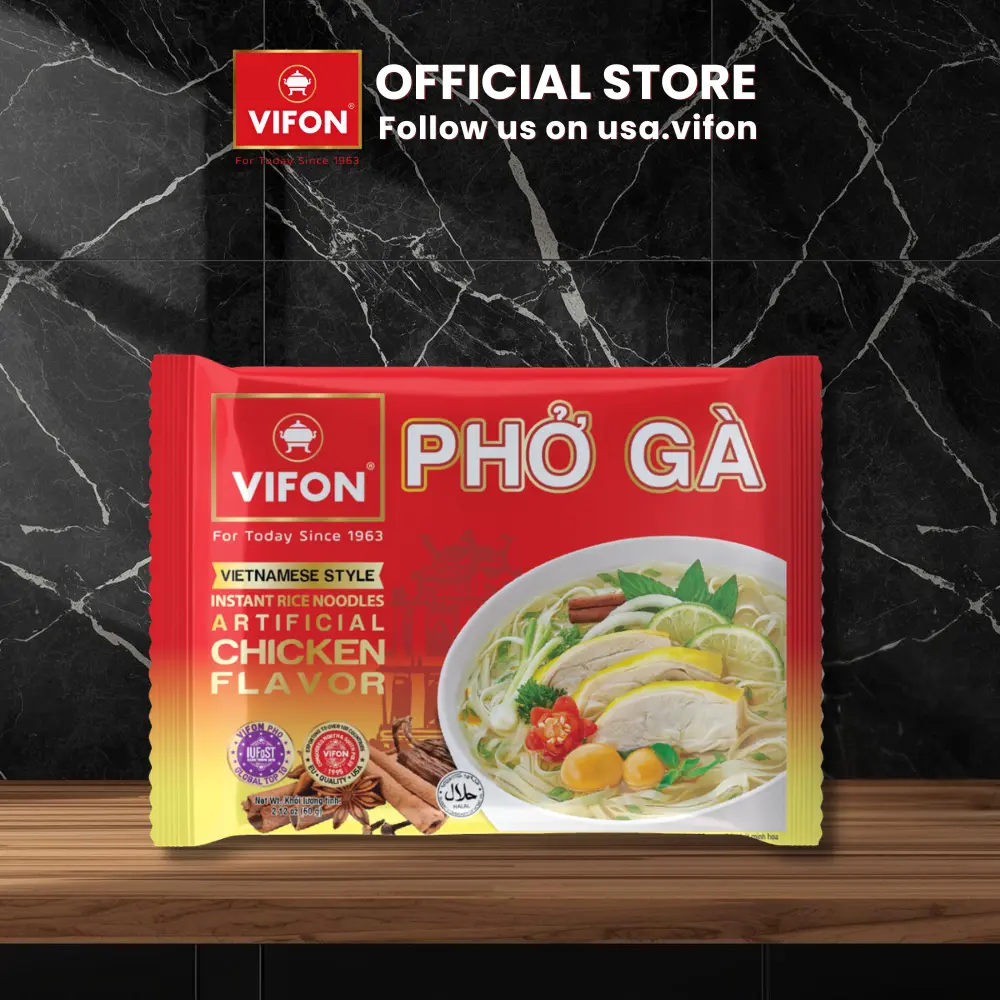 VIFON Vietnamese Instant Pho Chicken Flavor Rice Noodle (Pho Ga) 2.12 oz Pack