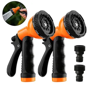Garden Hose Nozzle Sprayer – 2 Pack Heavy-Duty Metal Nozzles with 10 Watering Patterns for Car Washing, Lawn Care & Outdoor Cleaning | No Leaks, No Hand Fatigue