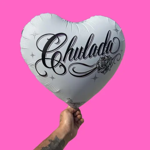 Chulada 18 inch heart shape globito which translates to Cutie
