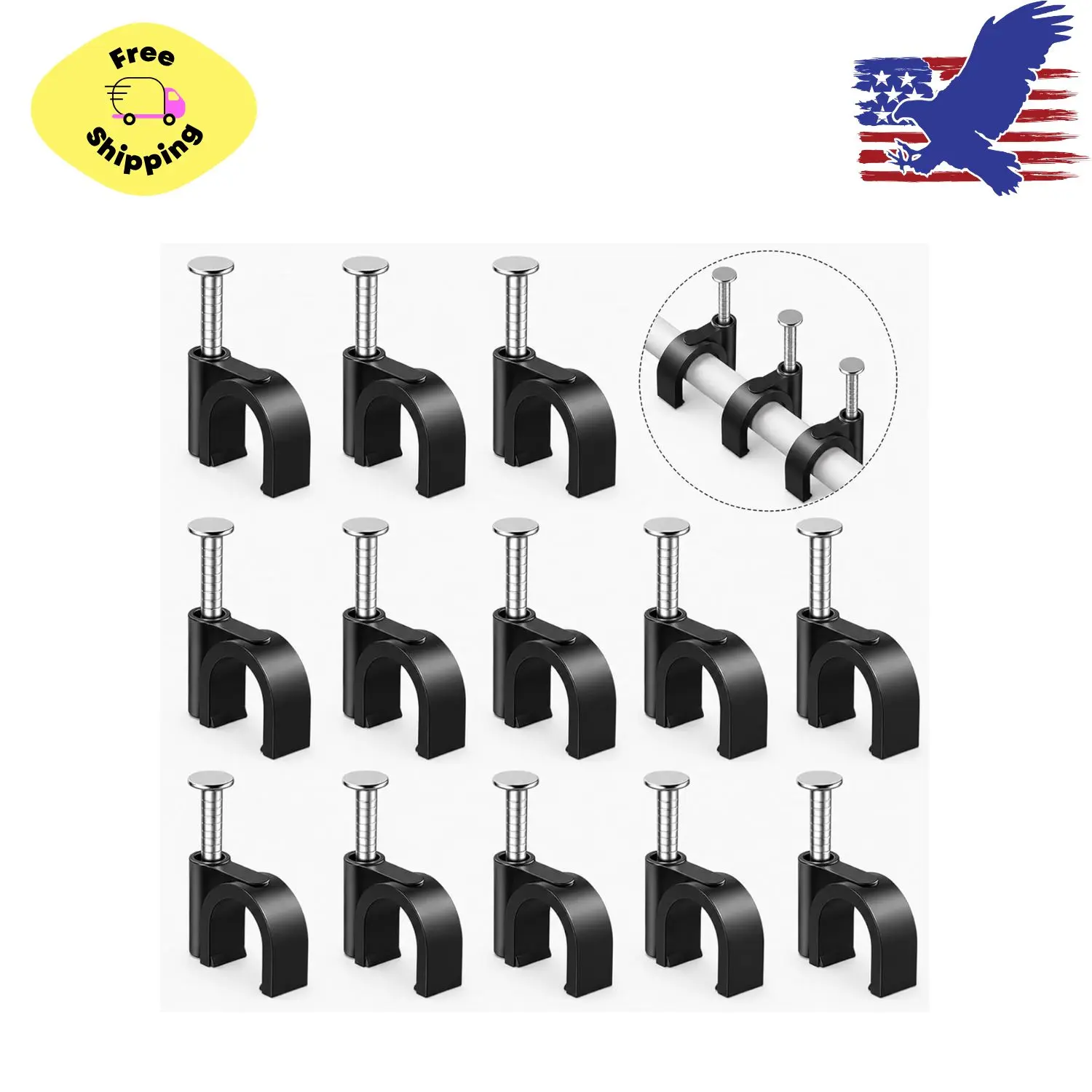 Plastic Cable Clamps Nail in Cable Clips 100 Pcs 10mm
