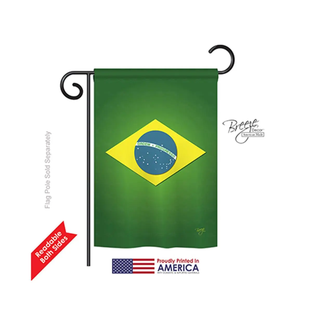 Breeze Decor 58090 Vertical Hanging Brazil Theme Garden Flag - Weather-Resistant Soft-Touch Polyester, Double-Sided Impression, 13x18.5 in.