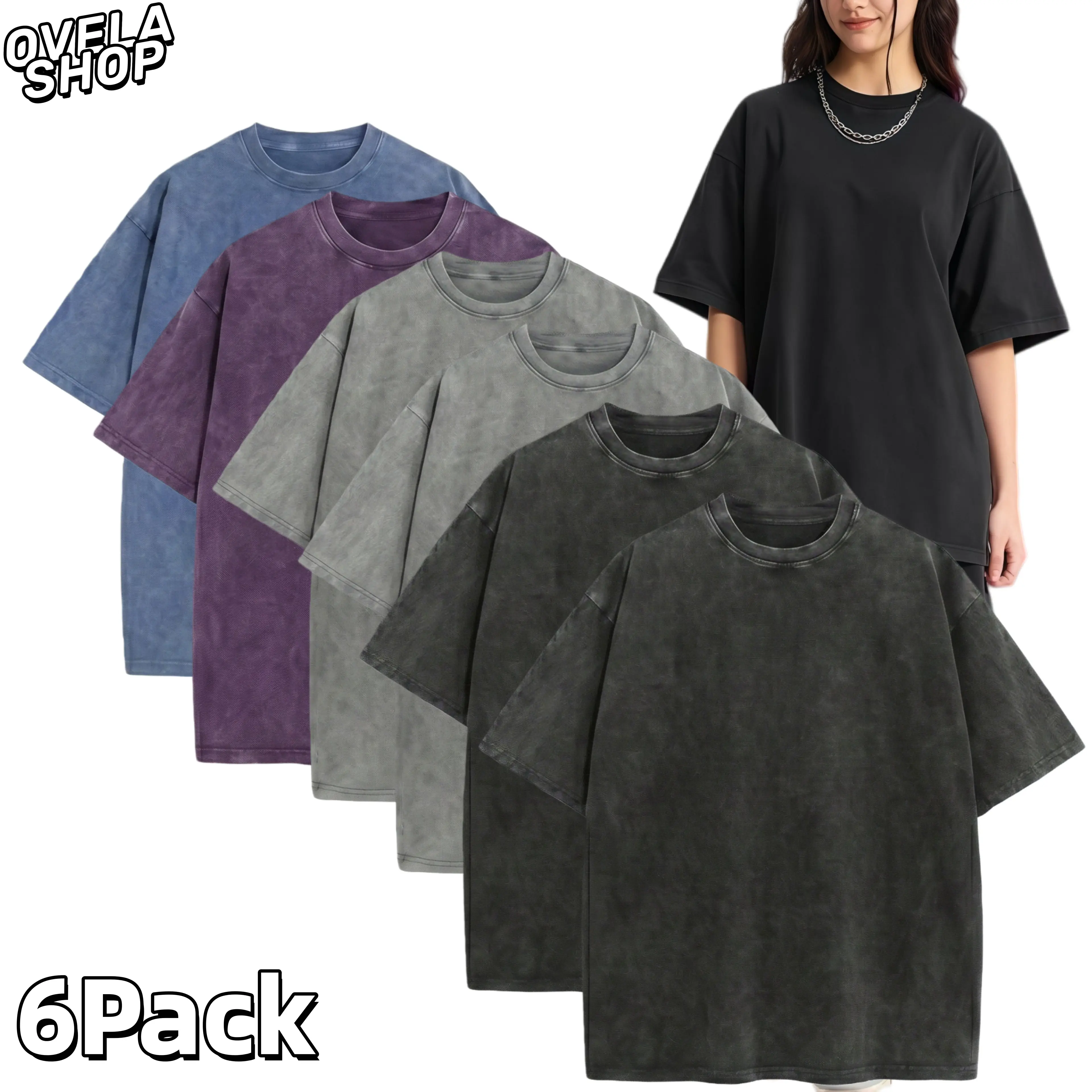 トップス everyone oversized B/D check shortsleeve Women's Oversized Heavyweight Cotton Round Neck Shortsleeve Tshirt