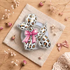 Cute Leopard Balloon Dog Magnetic Phone Grip Stand, Coquette Pink Bow Acrylic Phone Holder, Expandable Grip for iPhone & Android