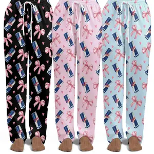 Pink Coquette Bow Bull Energy Drink Pajama Pants – Soft Lounge Pants for Women, Cozy Gift Sleepwear