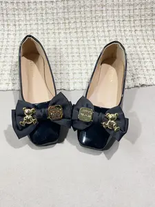 Women's Square Toe Ballet Flats, Classic Glossy Artificial Leather, Comfortable Soft Sole, All-Season Casual Dress Shoes, Casual Flat Footwear