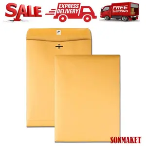 100 Pcs CLASP ENVELOPES 9x12 28lb Kraft Shipping Mailing Gummed Business Manila