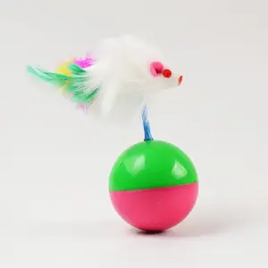 Tumbler cat self-hi toy colored feather mouse plush toy ball, cat toy