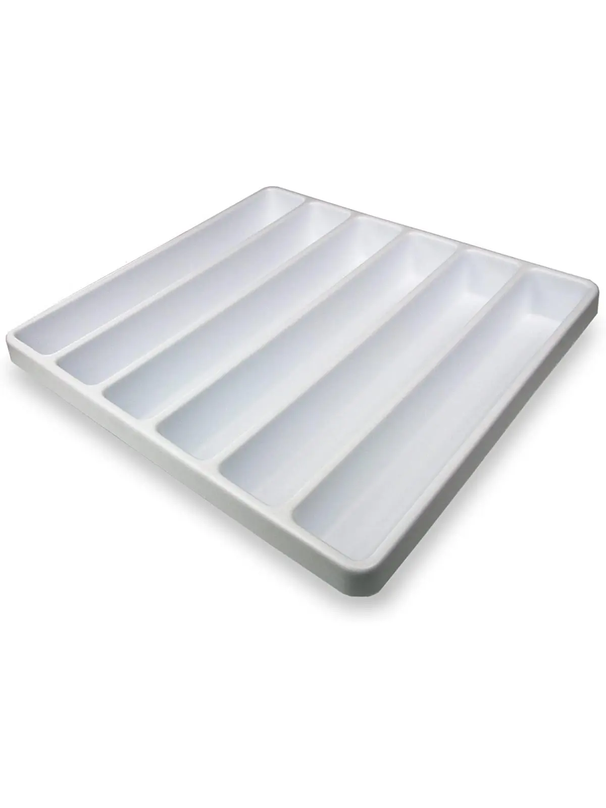 Large White Plastic 6-Compartment Drawer Organizer for Home Storage & Organization