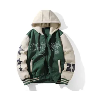 Men's Streetwear Hooded Knit Cardigan Jacket Green Polyester Fabric Vneck Long Sleeve Sports Casual Wear