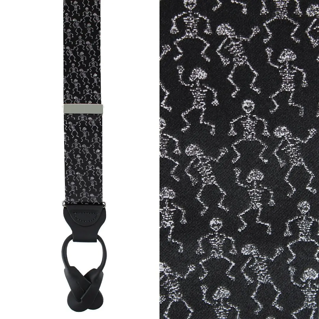 Trafalgar Big and Tall Davy Bones the Dancing Skeleton Silk Button End Braces, Big & Tall Suspenders