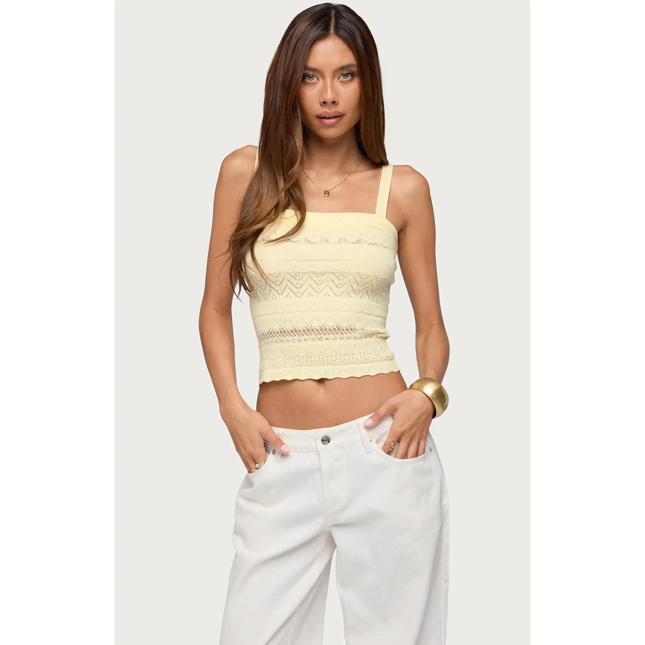 Edikted Women's Naia Pointelle Tank Top