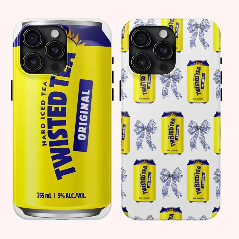 Twisted Tea Original Coquette Phone Case for Couples - Durable Impact-Rich iPhone Cases, Trendy Blue and White Chinoiserie Bow, Waterproof, Apple Compatible