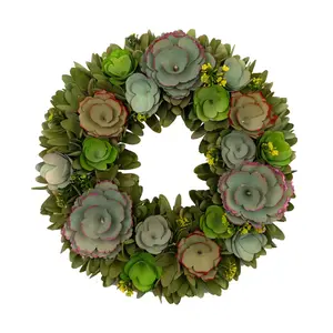 Northlight Wooden Mini Flowers Spring Wreath -14"