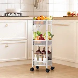 3-Tier Foldable Rolling Cart, Collapsible Metal Utility Cart with Wheels, No Assemble, Multifunction Storage Organizer Trolley for Kitchen, Bathroom, Dorm, Nursery, White
