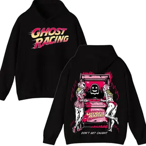 1990s Ghost Arcade Hoodie – Retro Game Machine Streetwear for Bikers & Racing Fans, Unisex Gift Idea