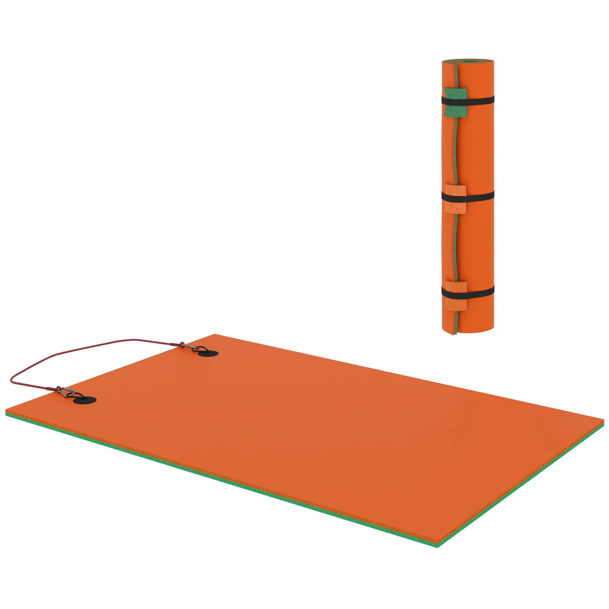 Bellemave 9'x6' Lily Pad Water Mat - with Strap, Dock Compatibility, Floating Pad for 2 Adults, Lake & Pool Use, Orange/Blue