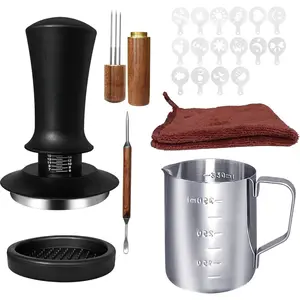 22 count 51mm Espresso Accessories Kit, 51mm Spring  Calibrated Espresso Coffee Tamper Set with Tamper Mat, WDT Tool, Latte Art Kit, Frothing Pitcher and Towel for Coffee Making (51mm)