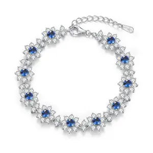 【425】SunFlower Synthetic Blue Gemstone Bracelet