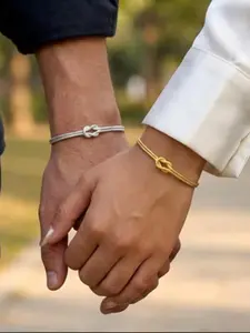 1pc Love Knot Snake Chain Infinity Couple Bracelet Bracelet, Adjustable Fine Stainless Steel Bracelet, Infinity Eternity Knot Bracelet, Couple Friendship Relationship Bracelet, Valentine's Day Gift, Jewelry for Her