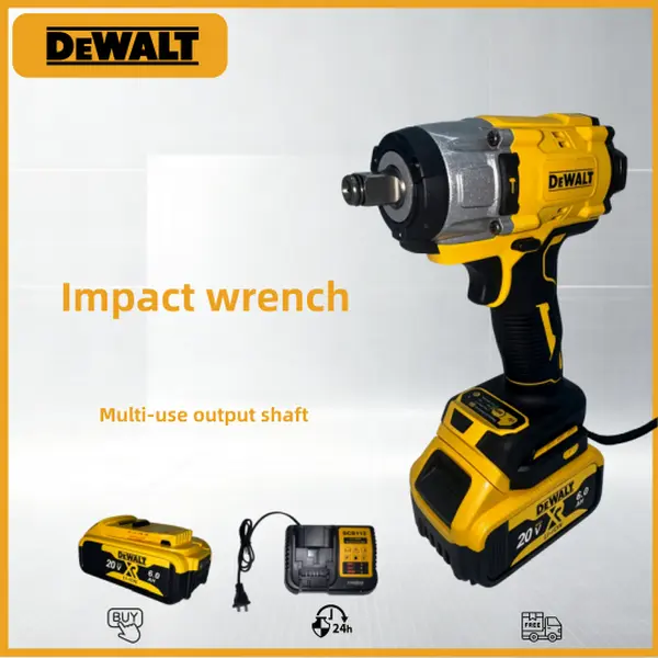 DEWALT 20V MAX XR 1/2" Impact Wrench, 6.0Ah Battery Kit for Auto Repair & Heavy-Duty Jobs, High-Torque Cordless Tool with 700 ft-lbs Power brushless