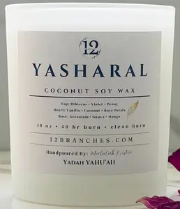 Yashar’al Luxury Candle - Coconut Soy Wax | Rose Petals Hibiscus Geranium | Clean Burn | Hand Poured | 10 oz / 16 oz