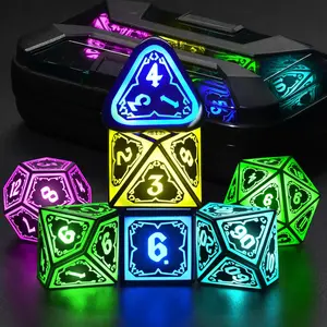 RGB LED Rechargeable DND Dice Set – Glowing Multi-Sized RPG Dice with Controller, Immersive Tabletop Experience, Perfect Gift for Dungeons & Dragons Players