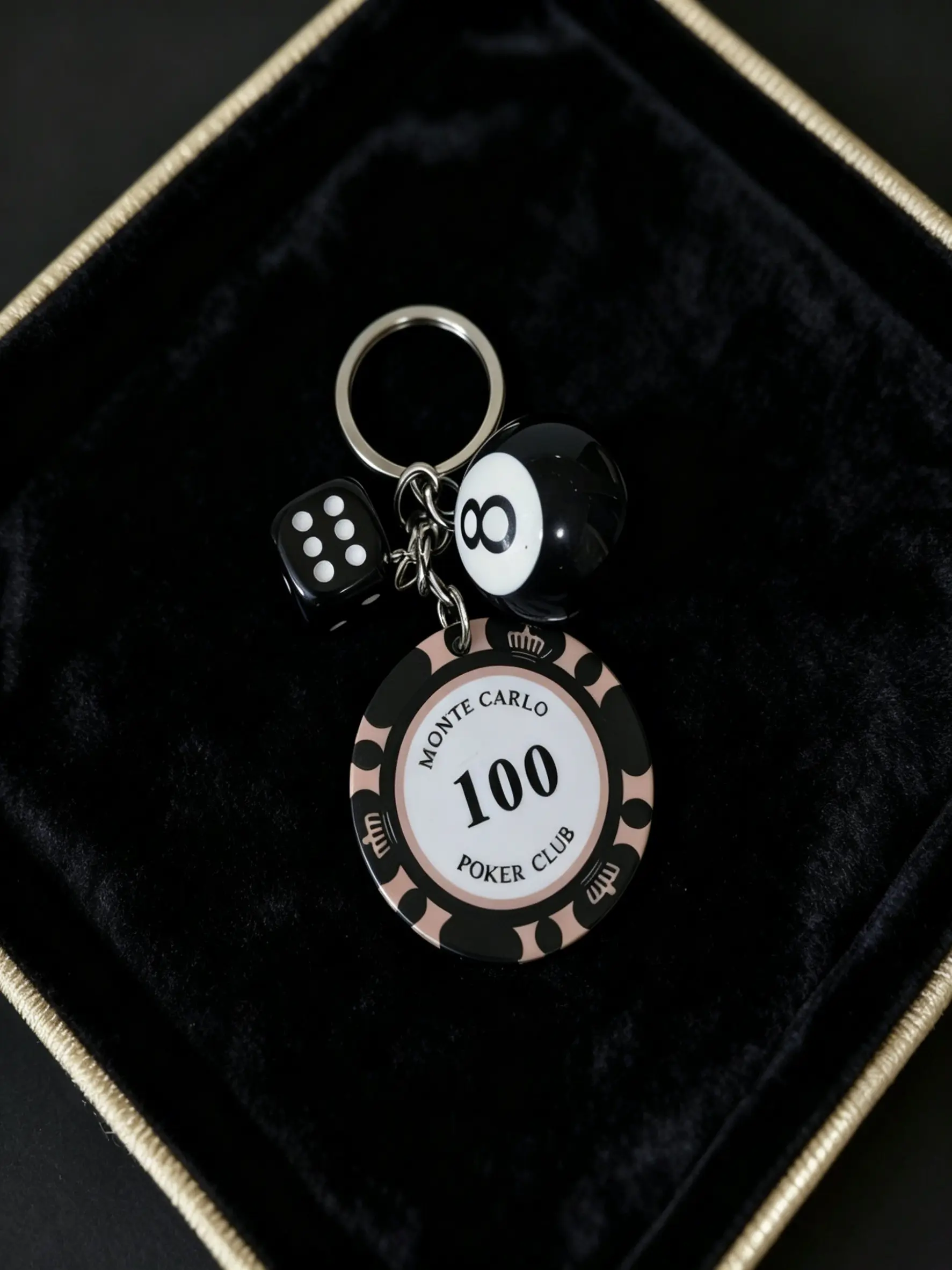 Bag Charm Chips 8 Billiard Dice Chain Keychain, Key Charms, Wear-Resistant, Non-Fading, Casual Style, for Bags, Keys, Earphones, Games