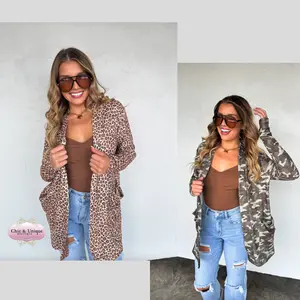 Camo and Cheetah Leopard Print Waffle Knit Lola Cardigan