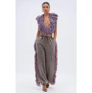 THE ONE WIDE LEG JOGGER WITH FRINGE THE ONE WIDE LEG JOGGER WITH FRINGE