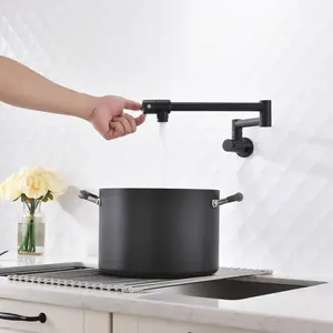 Wall Mount Kitchen Faucet, Sink Cleaning Corner, Foldable Brass Design with Aerator