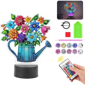Acrylic Double Sided Butterfly Tree Of Life Diamond Painting Bedside Lamp Multifunctional Diamond Night Lamp Decorative DIY 5D Diamond Lamp for Adults Beginners