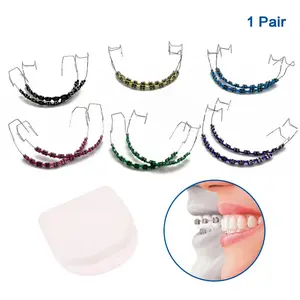 1Pair Fake Braces Colorful Brackets For Teeth Temporary Metal Wires Metal Bracket Orthodontic Ligature Ties Dental Multicolor Craft