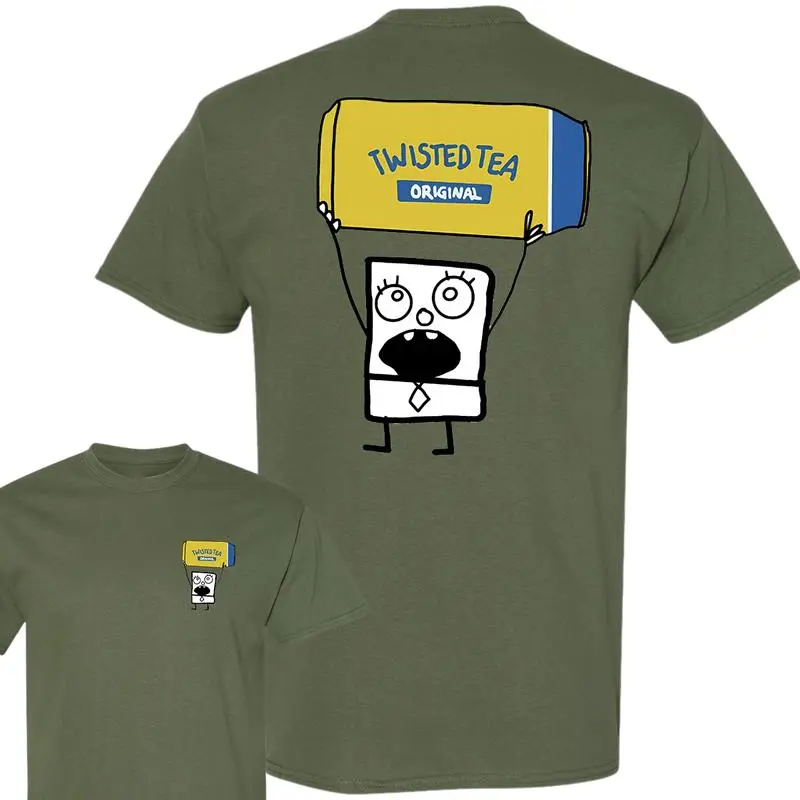 Doodlebob Twisted Tea Essential 2 Sided T-Shirt, Funny Drinking T-Shirt, Summer T-Shirt, Full Color T-Shirt, Unisex T-Shirt, For Men, For Women, Gift For All, Full Sizes Full Colors, Trendy American Fashion, Stylish Streetwear.