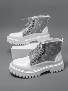 Men's PU Rubber Embroidered High-Top Chelsea Boots, Comfortable Classic Fashion Walking Shoes, Stylish Men's Footwear for Everyday Wear