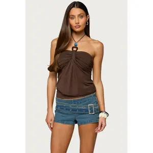 Itzel Ring Gathered Halter Top