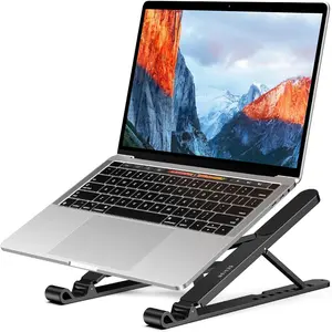 Pro Ergonomic Laptop Stand, Plastic Laptop Riser, Portable and Adjustable Notebook Computer Holder Compatible with 10-15.6" Laptops (Black)