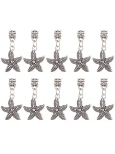 10 Antique Silver Color Starfish Charms for Jewelry Making, Versatile Ocean-Themed Accessories for Bracelets Necklaces Keychains