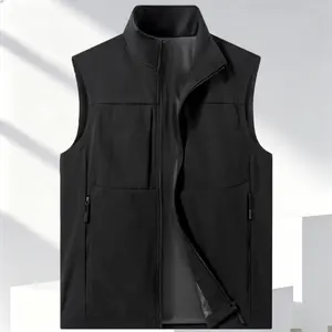 Men's zipper vest, casual and simple style, easy to open and close with zipper, multiple pockets for practicality, breathable and skin friendly mesh lining, loose fit suitable for 90 290 jin body weight, suitable for men who don't mind their shape for dai