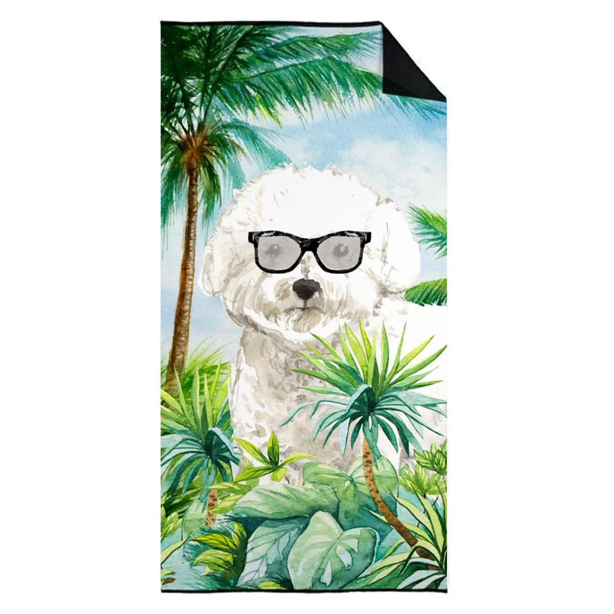212 MAIN Bichon Frise Premium Cotton Terry Beach Towel, 30x60 in, Smooth Plush Velour, Fade Resistant, Stainproof, for Beach & Home Bathroom Use