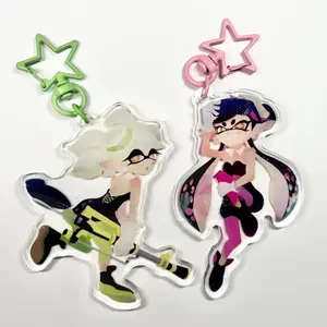Splatoon 2 Keychains Callie & Marie Acrylic Key Ring Gaming Fan Art Collectible for S2 Fans  - Unique Keychains for Personal Style, Cute Keychains for Bags and Keys, Durable, Lightweight and Perfect for Personal Style, Collecting and Gifting