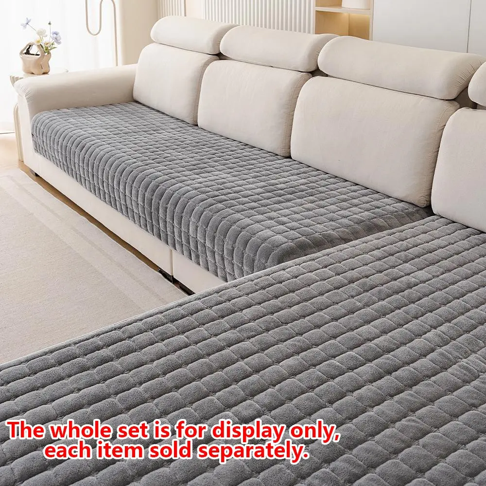 1-Piece Chenille Sofa Cover - Solid-Color, Non-Slip, Dustproof, Stain-Resistant, Pet-Friendly, Washable Couch Covers, Fits 1/2/3/4-Seater and L-Shaped Sofas, Living Room Sofa Protector, Machine-Washable Elastic Sofa Couch Slipcover