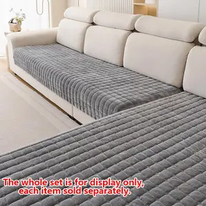 1-Piece Luxury Chenille Sofa Cover - Solid-Color Pattern, Non-Slip, Dustproof, Stain-Resistant and Pet-Friendly, Fits 1/2/3/4-Seater and L-Shaped Sofas, All-Season Living Room Soft Sofa Protector, Machine-Washable Elastic Sofa Couch Slipcover