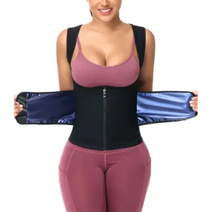 Women Sauna Sweat Vest Waist Trainer Workout Vest Sweat Tank Top with Zipper for Gym Exercise