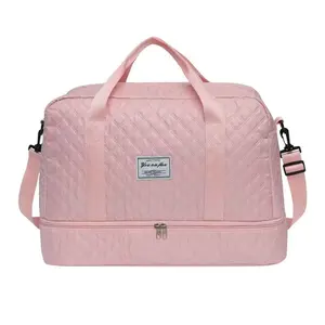 【local shipping】Unisex Sporty Quilted Design Solid Color DurableTravel Bag, Traveling Bag, Casual Large CapacityCrossbody Bag, Trendy Carry on Weekender Bagfor Travel & Gym & Outing Use