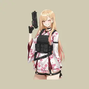 Marin Kitagawa Kimono Tactical Marksman Sticker, Blonde Hair, Sidearm Ready, Vinyl Waterproof for Cars & Gun Bags