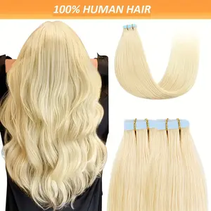 2025 Hot Seamless Human Hair Extensions: 40 Tape in Hair Extensions # 613 Blonde Tape Hair Extensions Real Hair 18-26 Inch - Suitable for All Hair Types